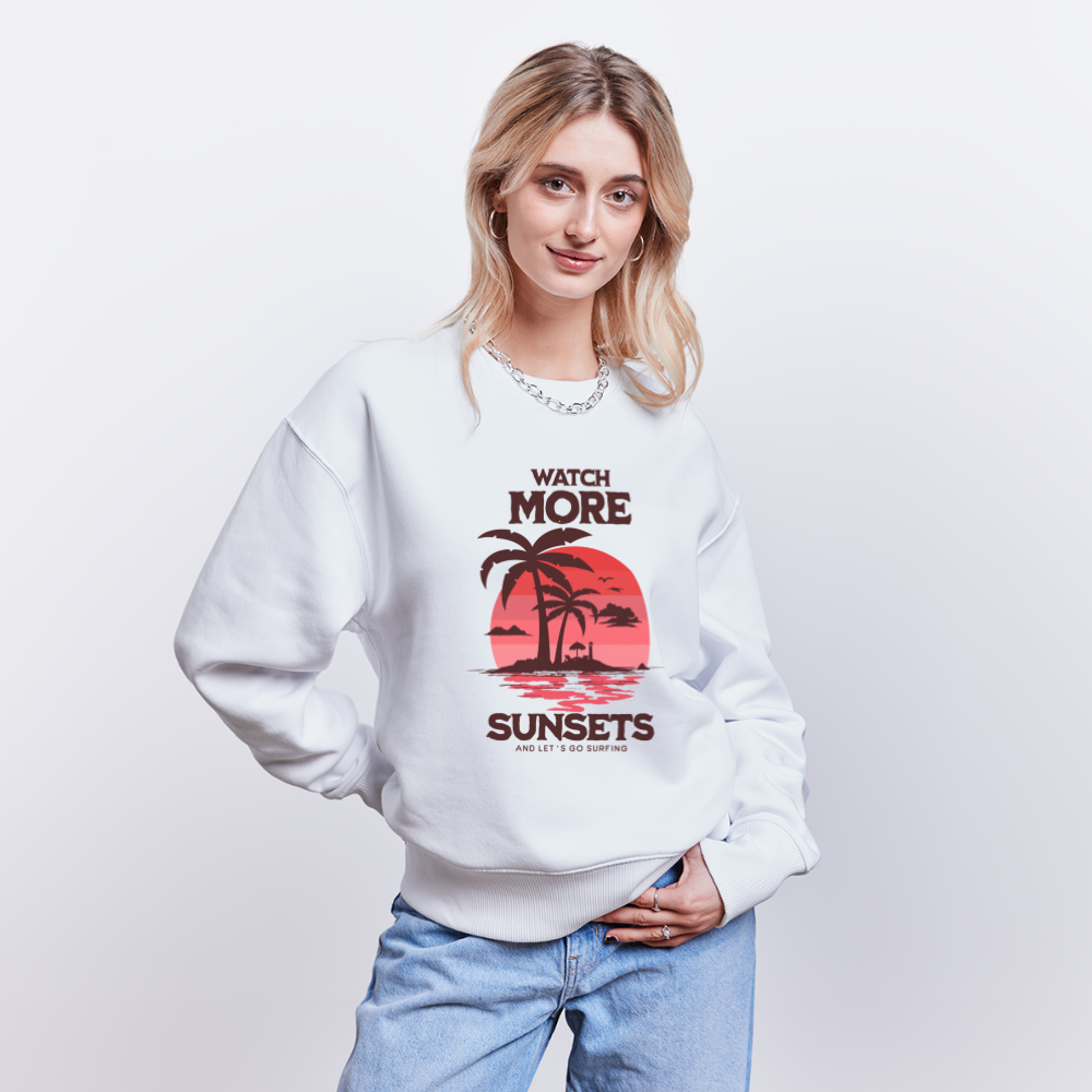 Unisex Oversize Pullover - watch more sunsets - Weiß