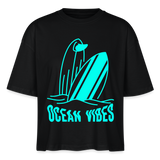 Frauen Boxy Bio-T-Shirt -ocean vibes- - Schwarz