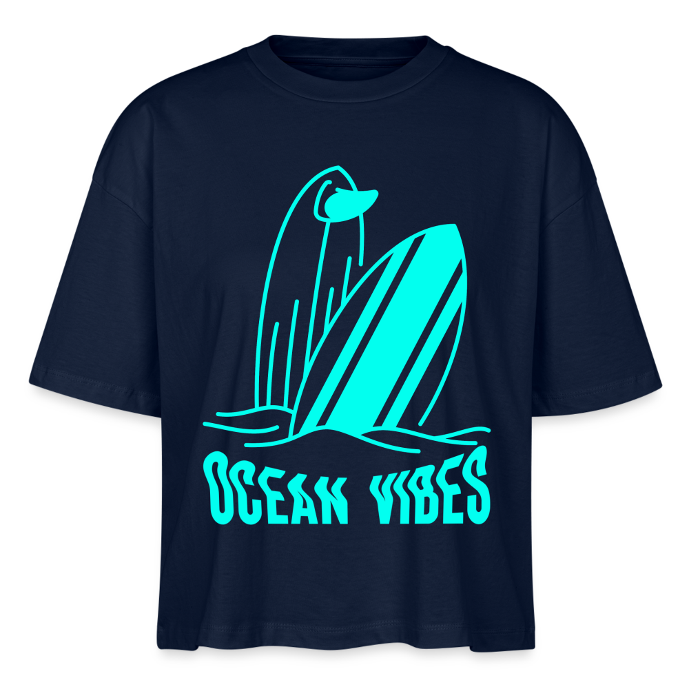 Frauen Boxy Bio-T-Shirt -ocean vibes- - Navy