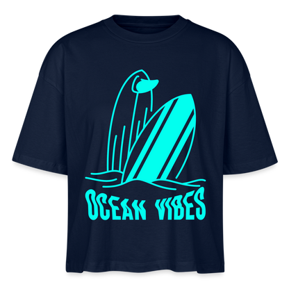 Frauen Boxy Bio-T-Shirt -ocean vibes- - Navy