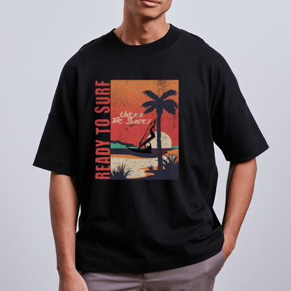 Unisex Oversize Bio-T-Shirt ready to surf - Schwarz