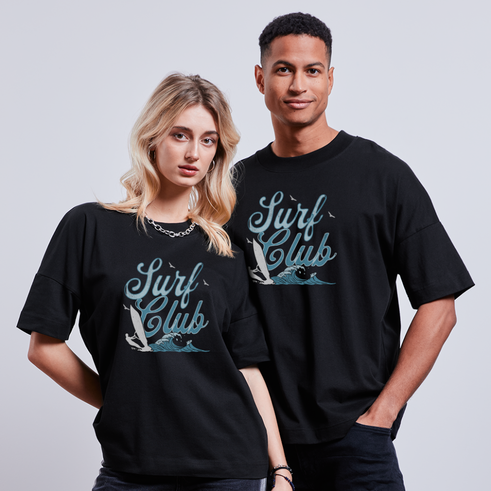 Unisex Oversize Bio-T-Shirt -surf club- - Schwarz