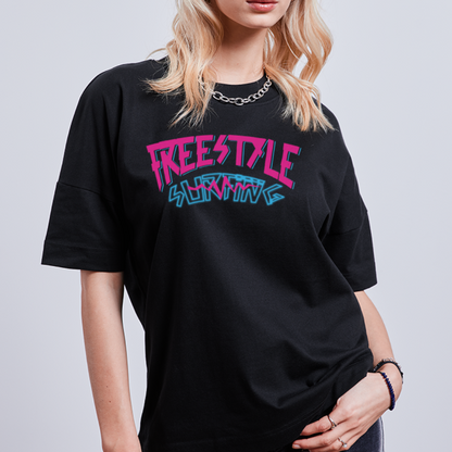 Unisex Oversize Bio-T-Shirt -freestyle surfing- - Schwarz