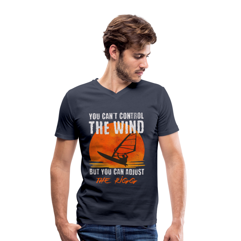 Männer T-Shirt mit V-Ausschnitt -you can´t control the wind- - Navy