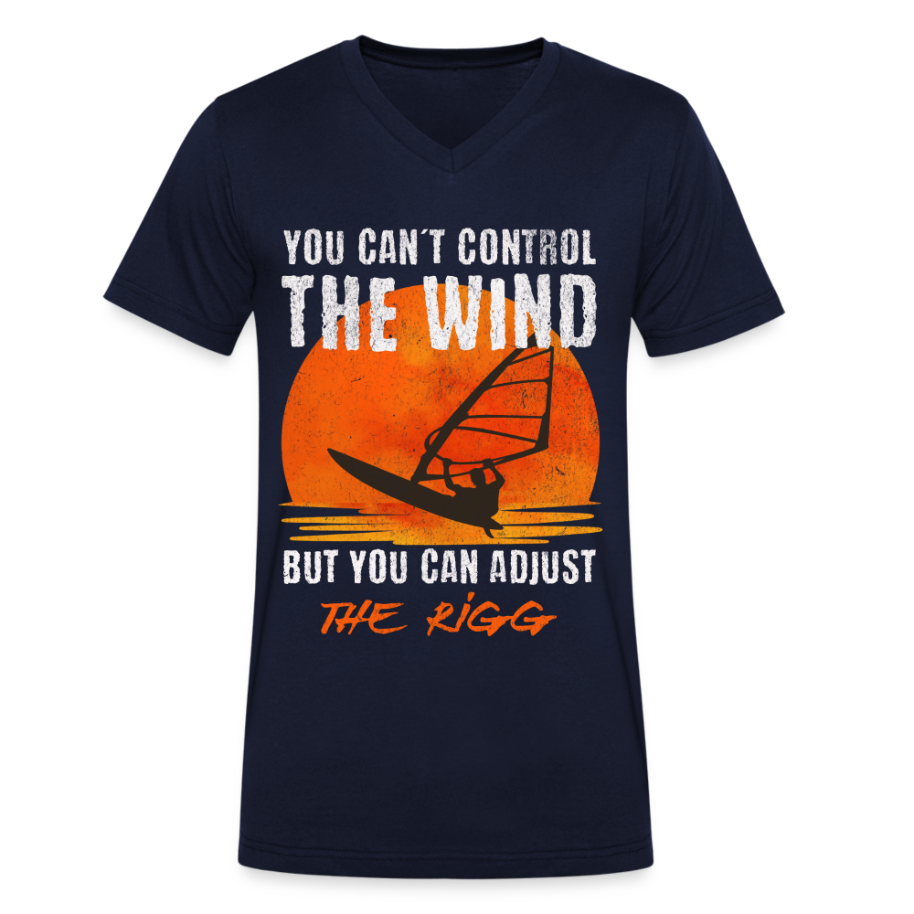 Männer T-Shirt mit V-Ausschnitt -you can´t control the wind- - Navy