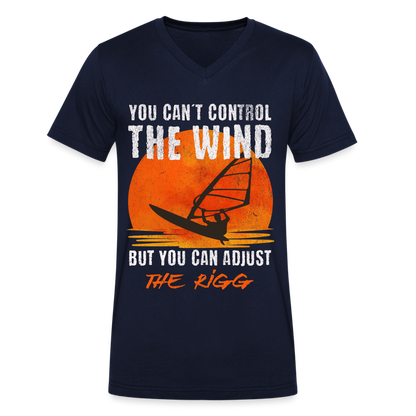 Männer T-Shirt mit V-Ausschnitt -you can´t control the wind- - Navy