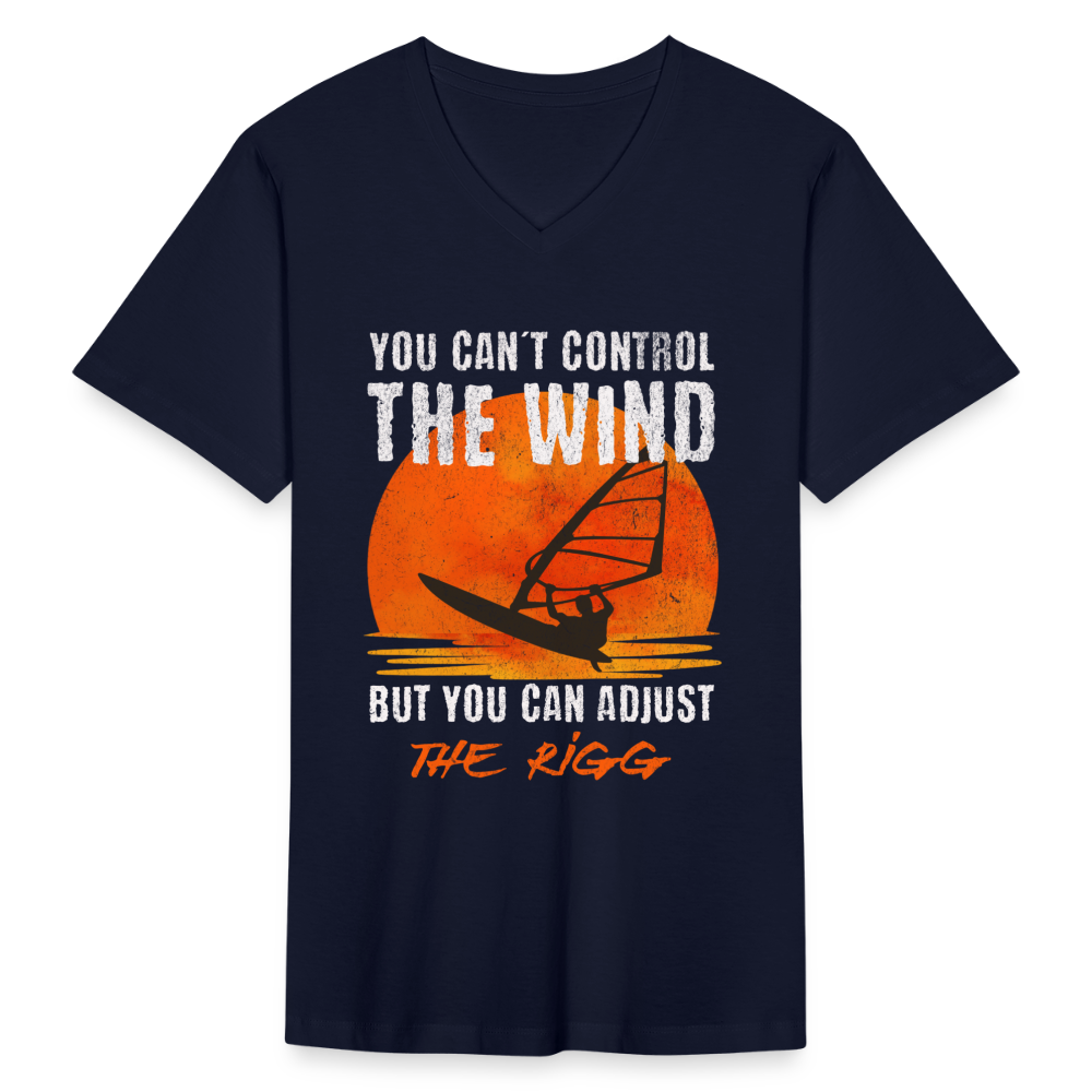 Männer T-Shirt mit V-Ausschnitt -you can´t control the wind- - Navy