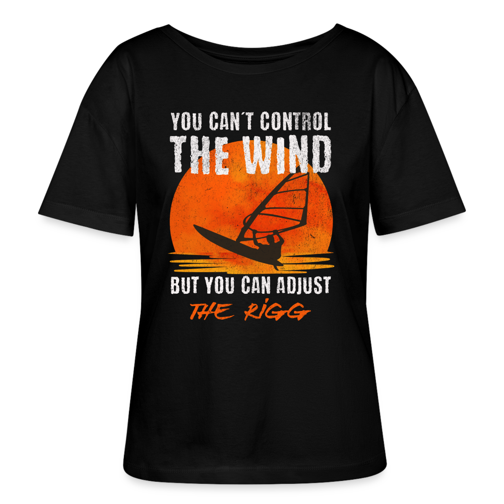 Relaxed Rundhals Frauen Bio-T-Shirt -you can´t control the wind- - Schwarz