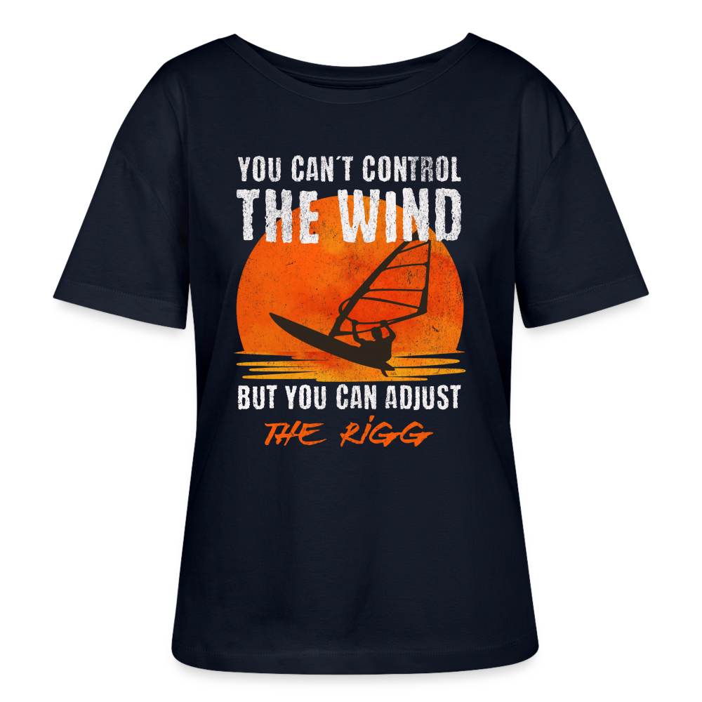 Relaxed Rundhals Frauen Bio-T-Shirt -you can´t control the wind- - Navy