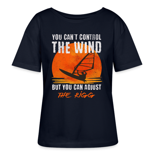 Relaxed Rundhals Frauen Bio-T-Shirt -you can´t control the wind- - Navy