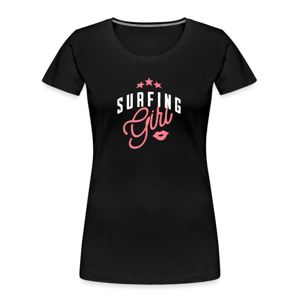 Frauen Premium Bio T-Shirt -surfing girl- - Schwarz