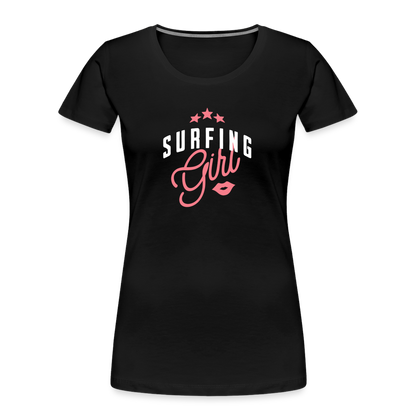 Frauen Premium Bio T-Shirt -surfing girl- - Schwarz