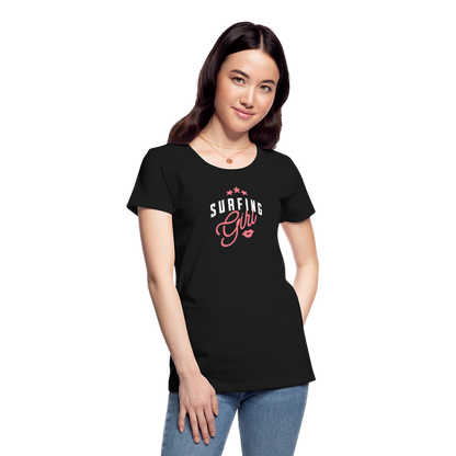 Frauen Premium Bio T-Shirt -surfing girl- - Schwarz