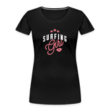 Frauen Premium Bio T-Shirt -surfing girl- - Schwarz