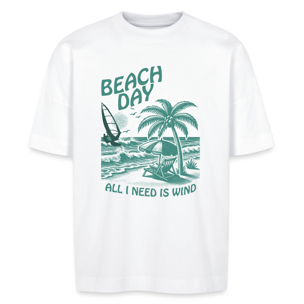 Unisex Oversize Bio-T-Shirt -beach day- - Weiß