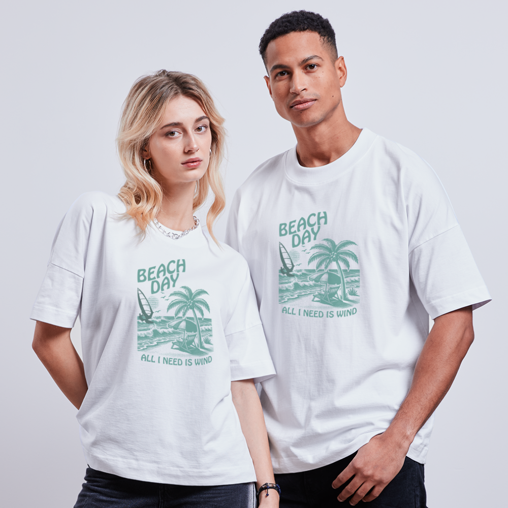 Unisex Oversize Bio-T-Shirt -beach day- - Weiß