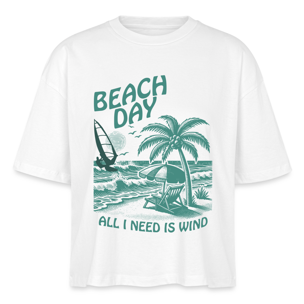 Frauen Boxy Bio-T-Shirt -beach day- - Weiß