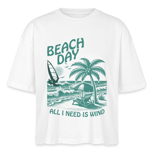 Frauen Boxy Bio-T-Shirt -beach day- - Weiß