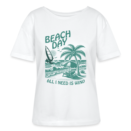 Relaxed Rundhals Frauen Bio-T-Shirt -beach day- - Weiß