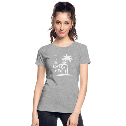 Frauen Premium Bio T-Shirt -live love surf- - Grau meliert