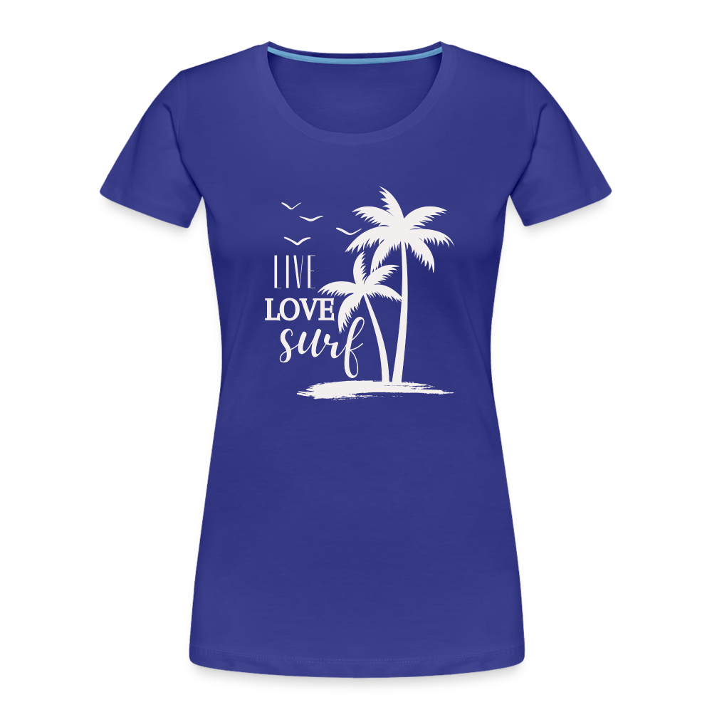 Frauen Premium Bio T-Shirt -live love surf- - Königsblau