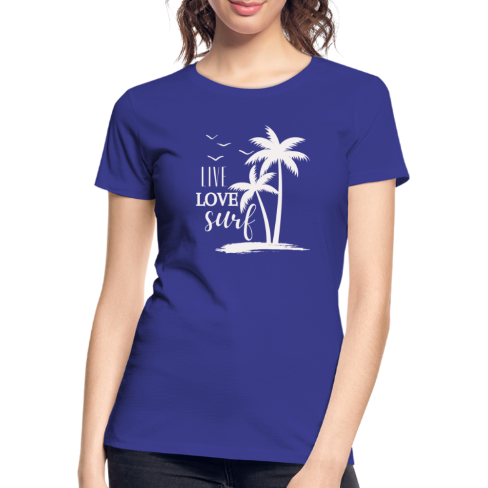 Frauen Premium Bio T-Shirt -live love surf- - Königsblau