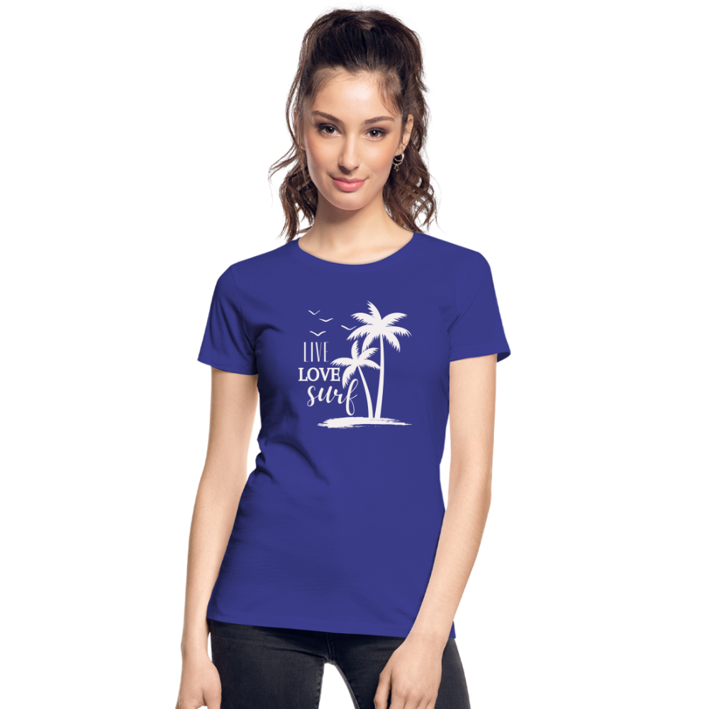 Frauen Premium Bio T-Shirt -live love surf- - Königsblau