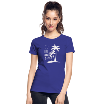 Frauen Premium Bio T-Shirt -live love surf- - Königsblau