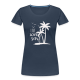 Frauen Premium Bio T-Shirt -live love surf- - Navy