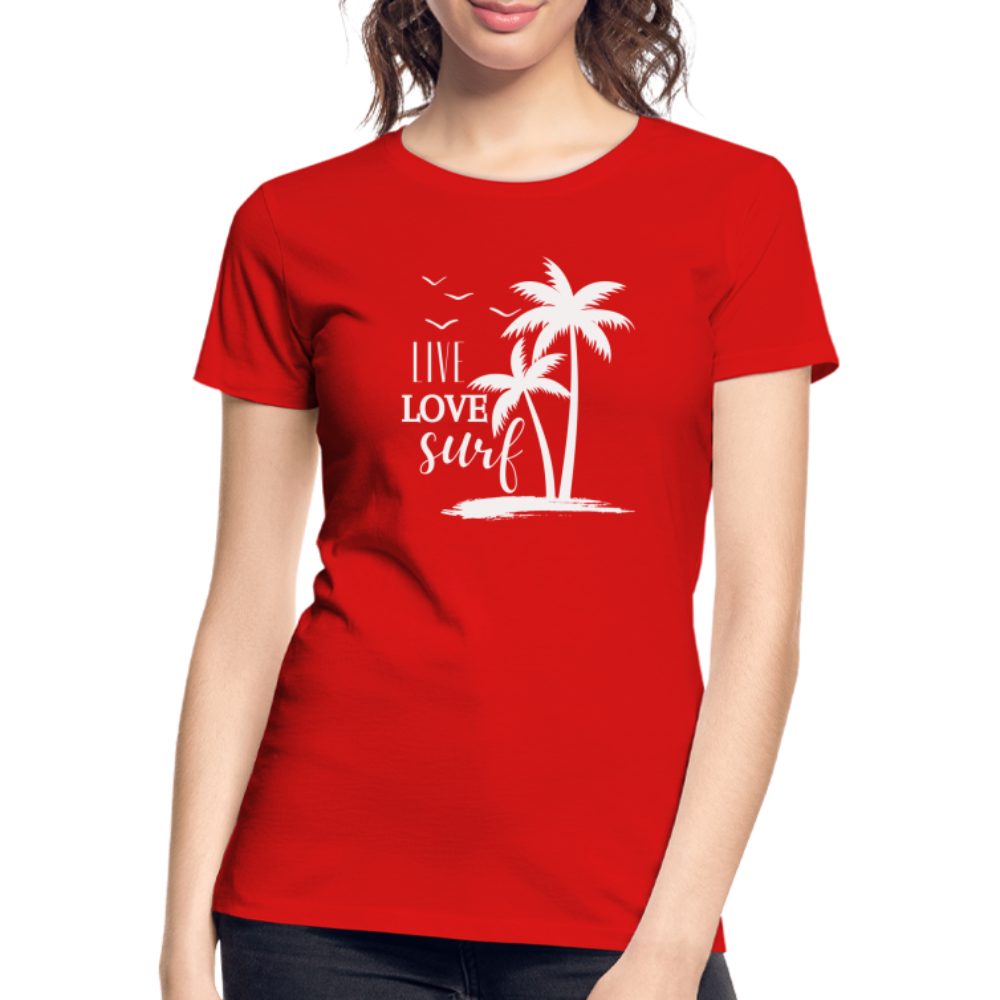 Frauen Premium Bio T-Shirt -live love surf- - Rot