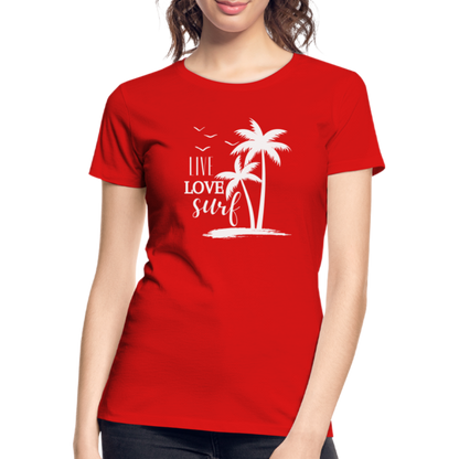 Frauen Premium Bio T-Shirt -live love surf- - Rot