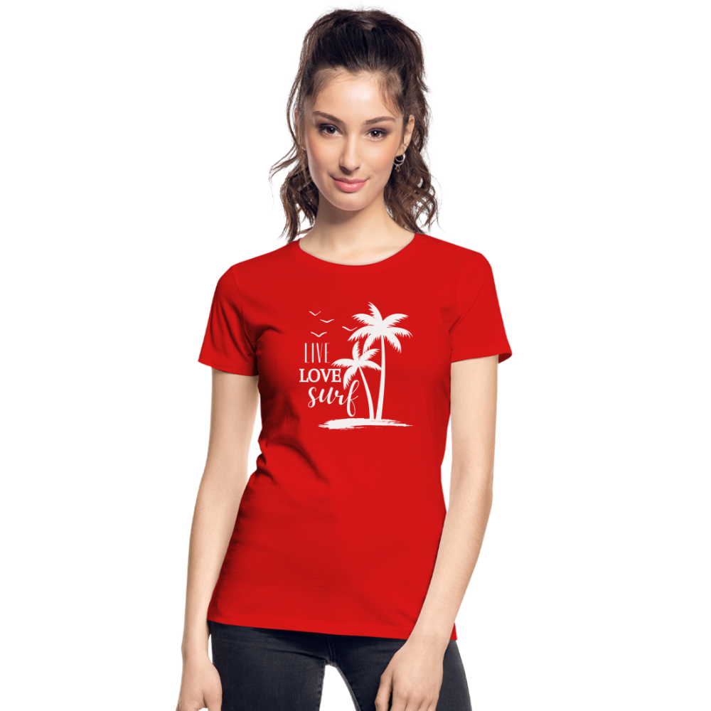 Frauen Premium Bio T-Shirt -live love surf- - Rot