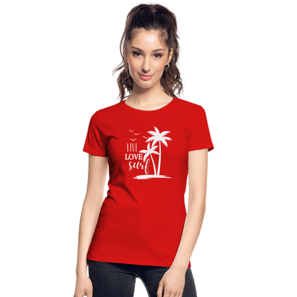 Frauen Premium Bio T-Shirt -live love surf- - Rot