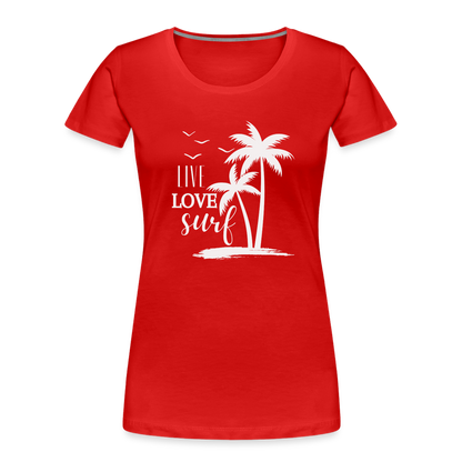 Frauen Premium Bio T-Shirt -live love surf- - Rot