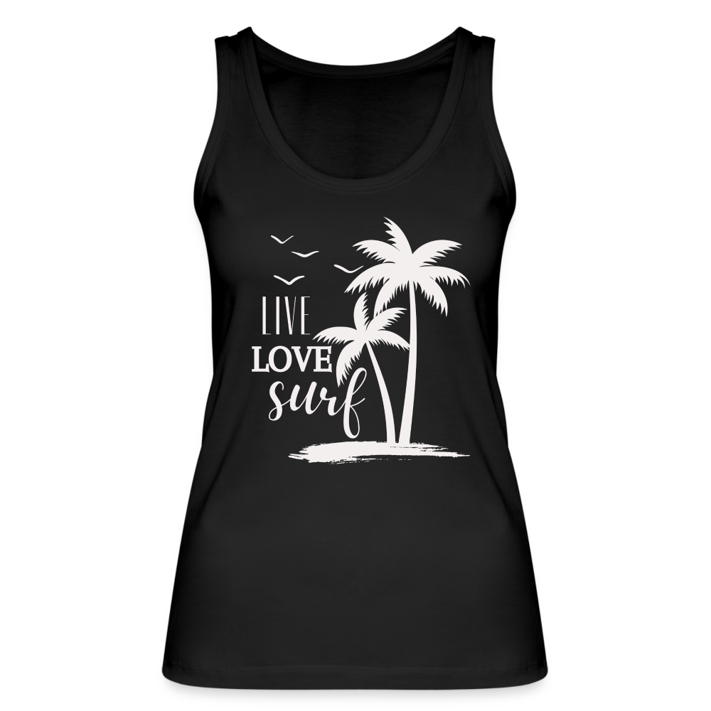 Frauen Bio Tank Top -live love surf- - Schwarz