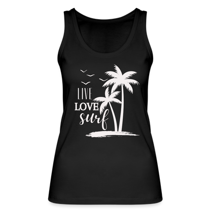 Frauen Bio Tank Top -live love surf- - Schwarz