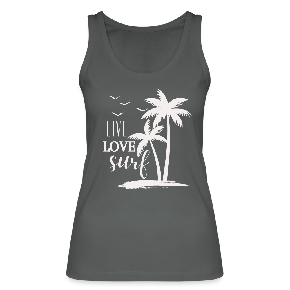 Frauen Bio Tank Top -live love surf- - Anthrazit