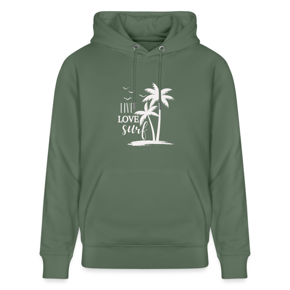 Unisex Bio-Hoodie CRUISER -live love surf- - Tanngrün