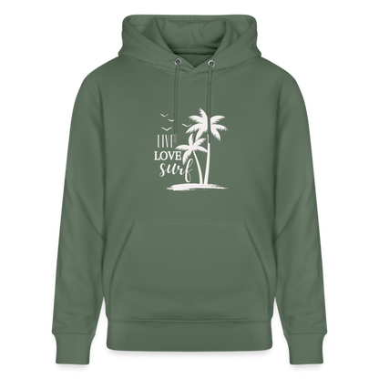 Unisex Bio-Hoodie CRUISER -live love surf- - Tanngrün