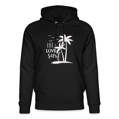 Unisex Bio-Hoodie -live love surf- - Schwarz