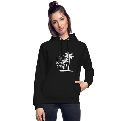 Unisex Bio-Hoodie -live love surf- - Schwarz