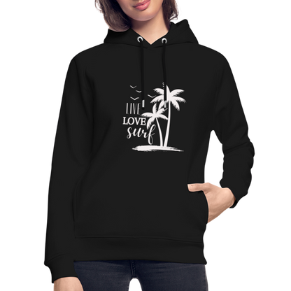 Unisex Bio-Hoodie -live love surf- - Schwarz