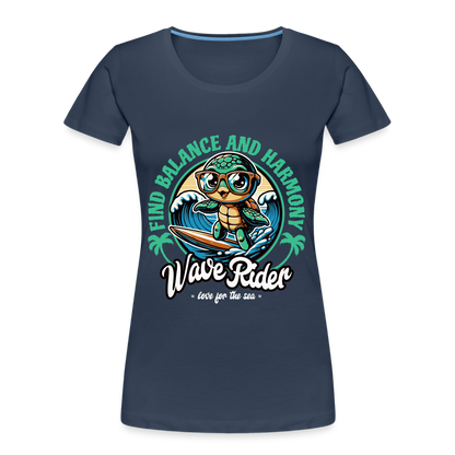 Frauen Premium Bio T-Shirt -wave rider- - Navy